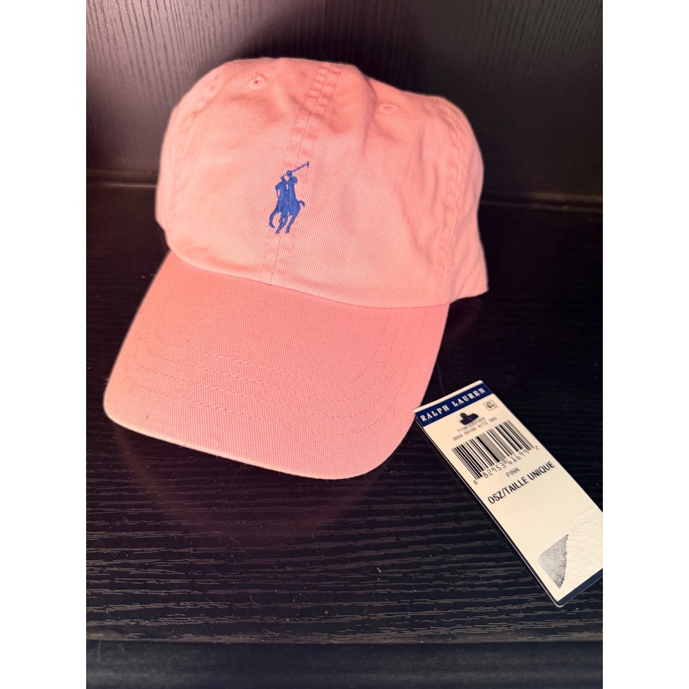 Polo Ralph Lauren Pink Cotton Chino Baseball Cap Blue Pony Hat 710816207005 OSZ